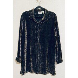 Chicos Top Womens Large Gray Print Burnout Velvet Silk Blend Tunic Whimsigoth